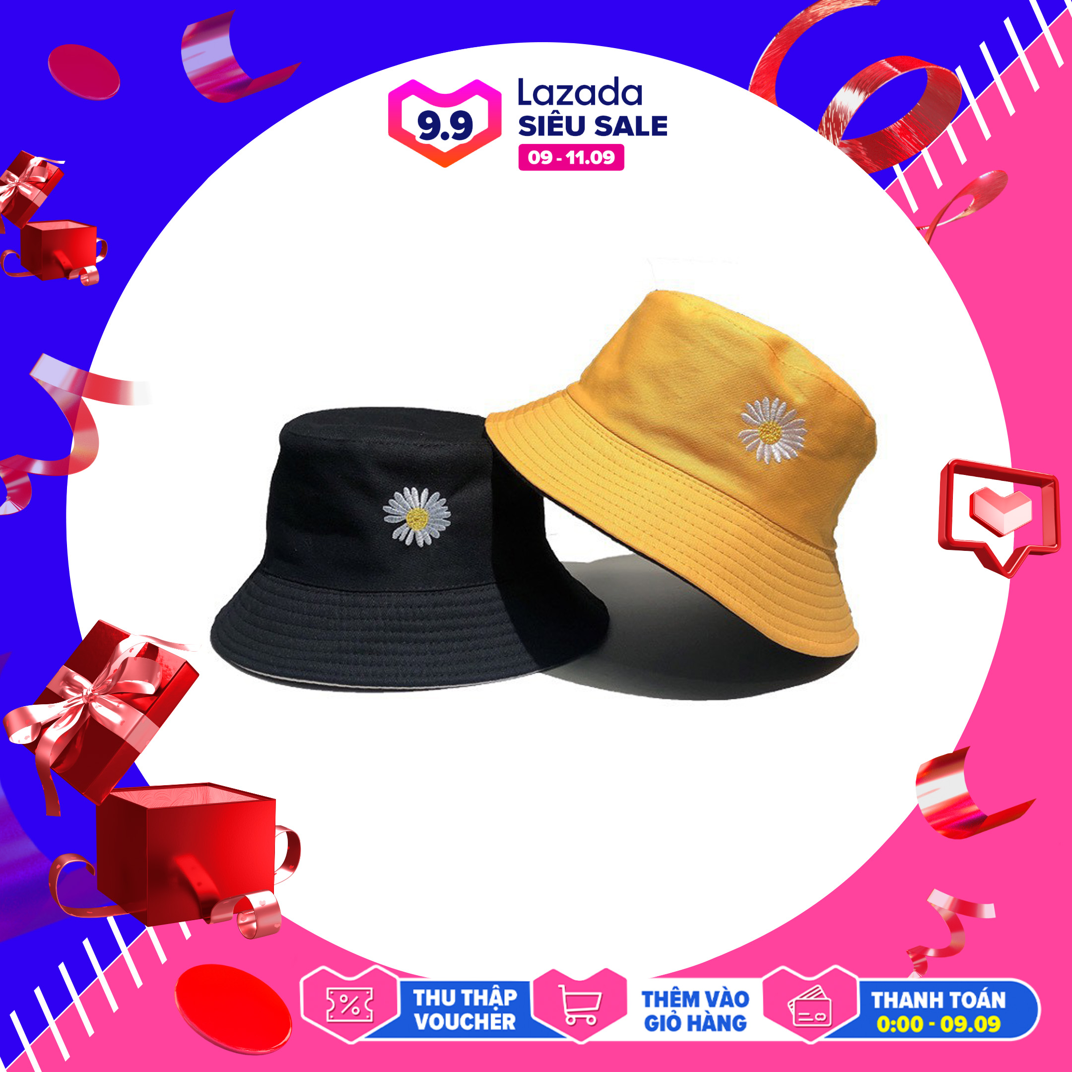 [HCM]Nón Bucket Tai Bèo CÚC G-Dragon 2 Mặt