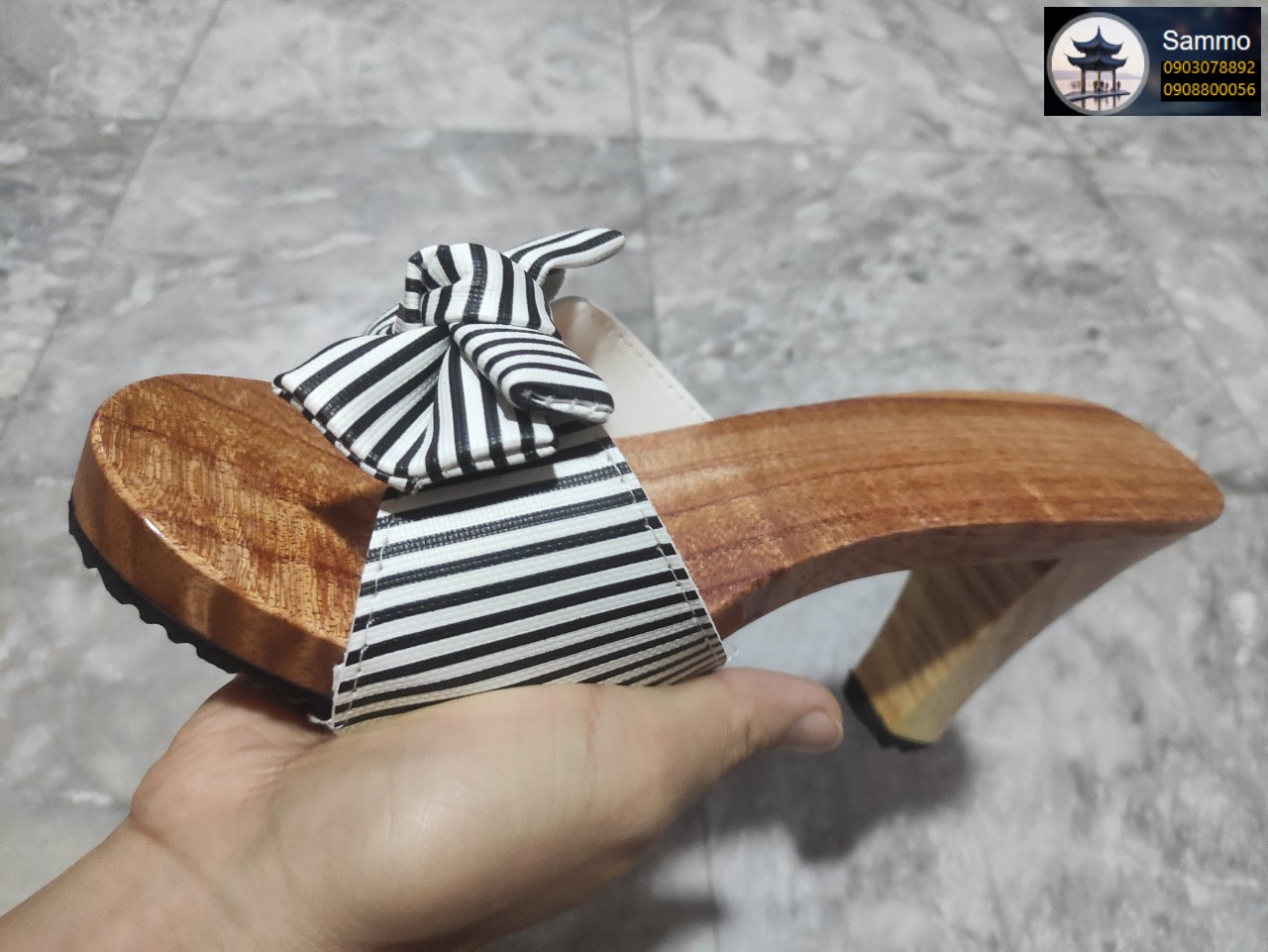 Guốc Gỗ Đế Vuông Cao 9 phân