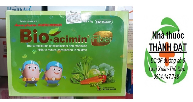 Bioacimin FIBER giảm táo bón cho trẻ hộp 30 gói bio acimin