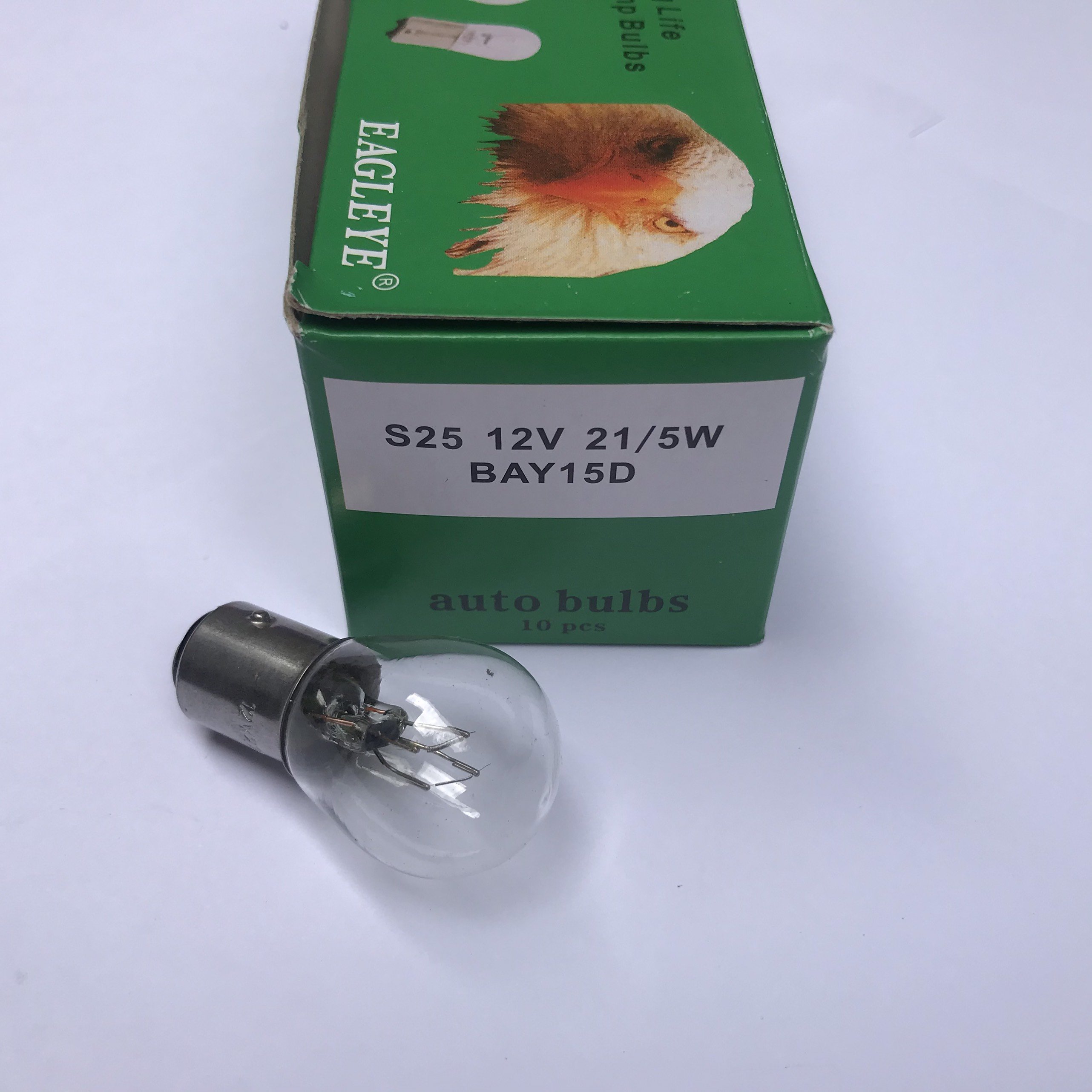 Bóng Đèn ô tô, đèn phanh, đèn thắng xe hơi Chân Cài 2 Tóc 12V 21/5W ( hộp 10 bóng)