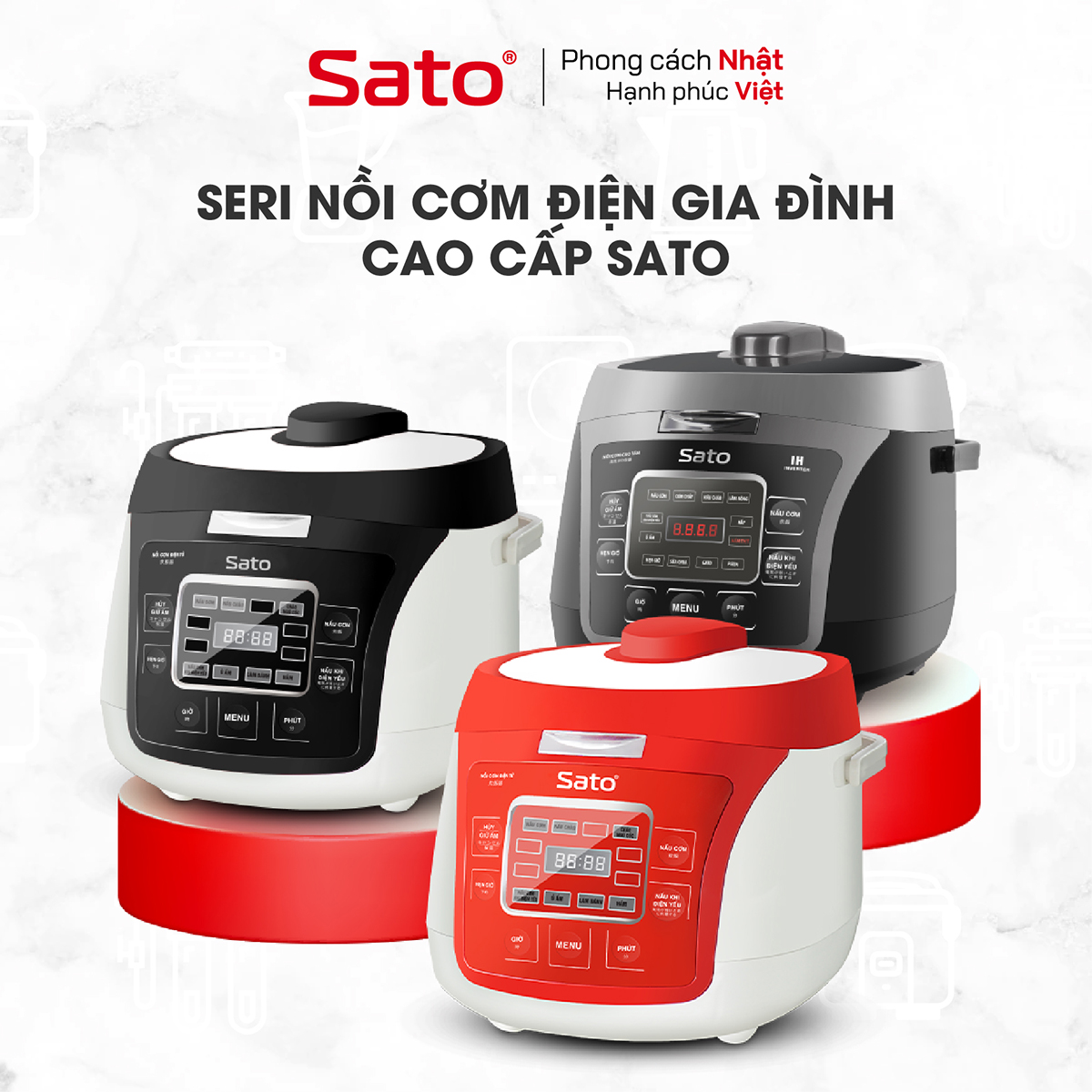 Seri nồi cơm điện gia đình cao cấp Sato