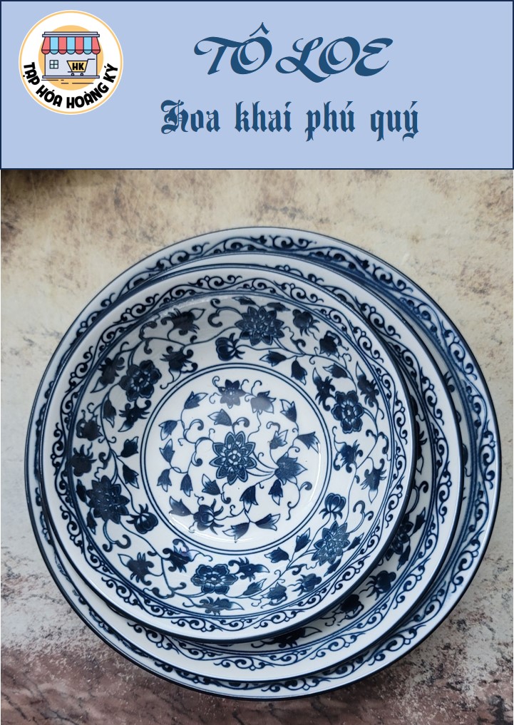TÔ LOE GỐM SỨ 4D HOA KHAI PHÚ QUÝ ĐỦ SIZE ( 6 ,7, 8)