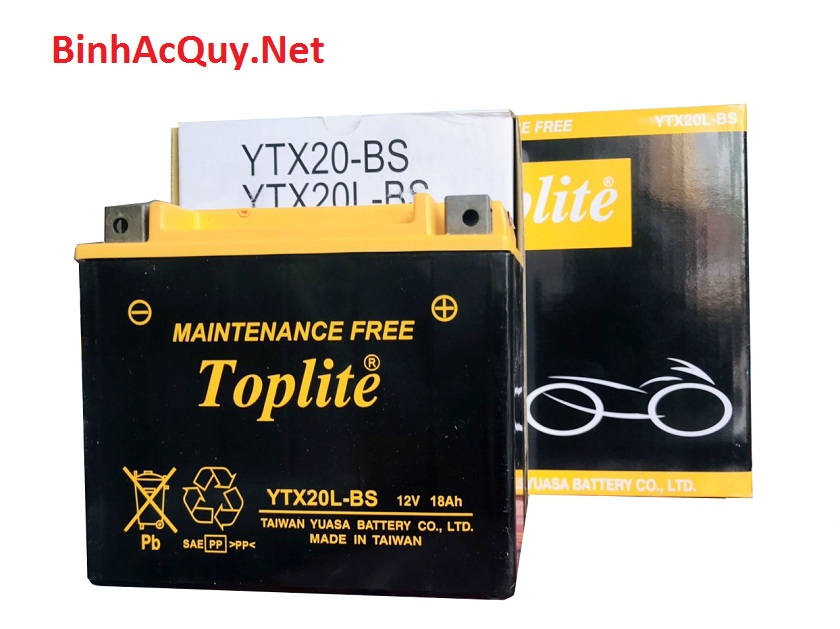 Ắc quy toplite ytx20l-bs cho các dòng mô tô honda gold wing, harley, ducati, trium tiger