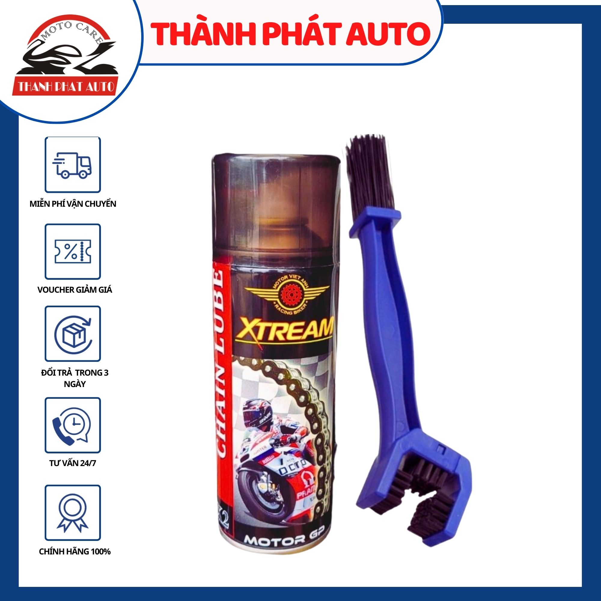 [HCM]Chai xịt dưỡng bôi trơn chống sét Xtream X2 400ml tặng bàn chải chà sên