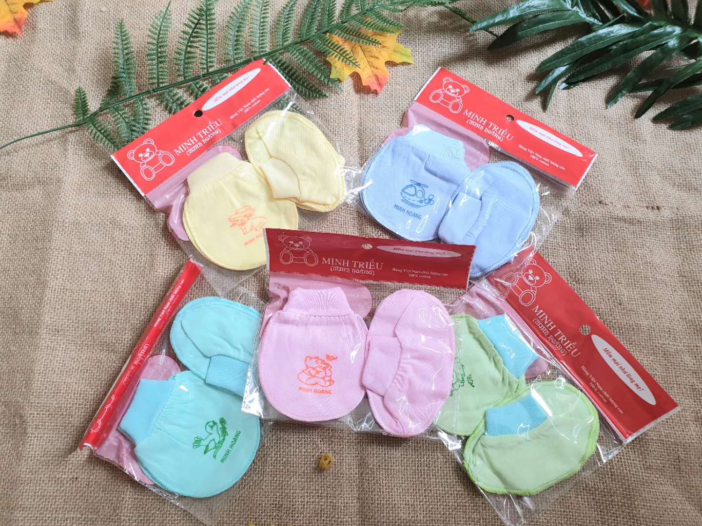 combo 2 set bao tay bao chân màu Minh Hoàng