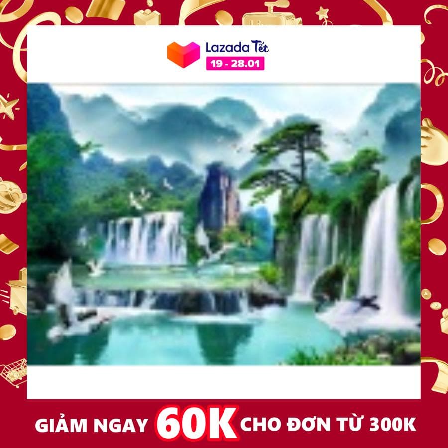 Tranh dán tường 3D phong thủy Tùng hạc diên niên VTC LunaTM-0100