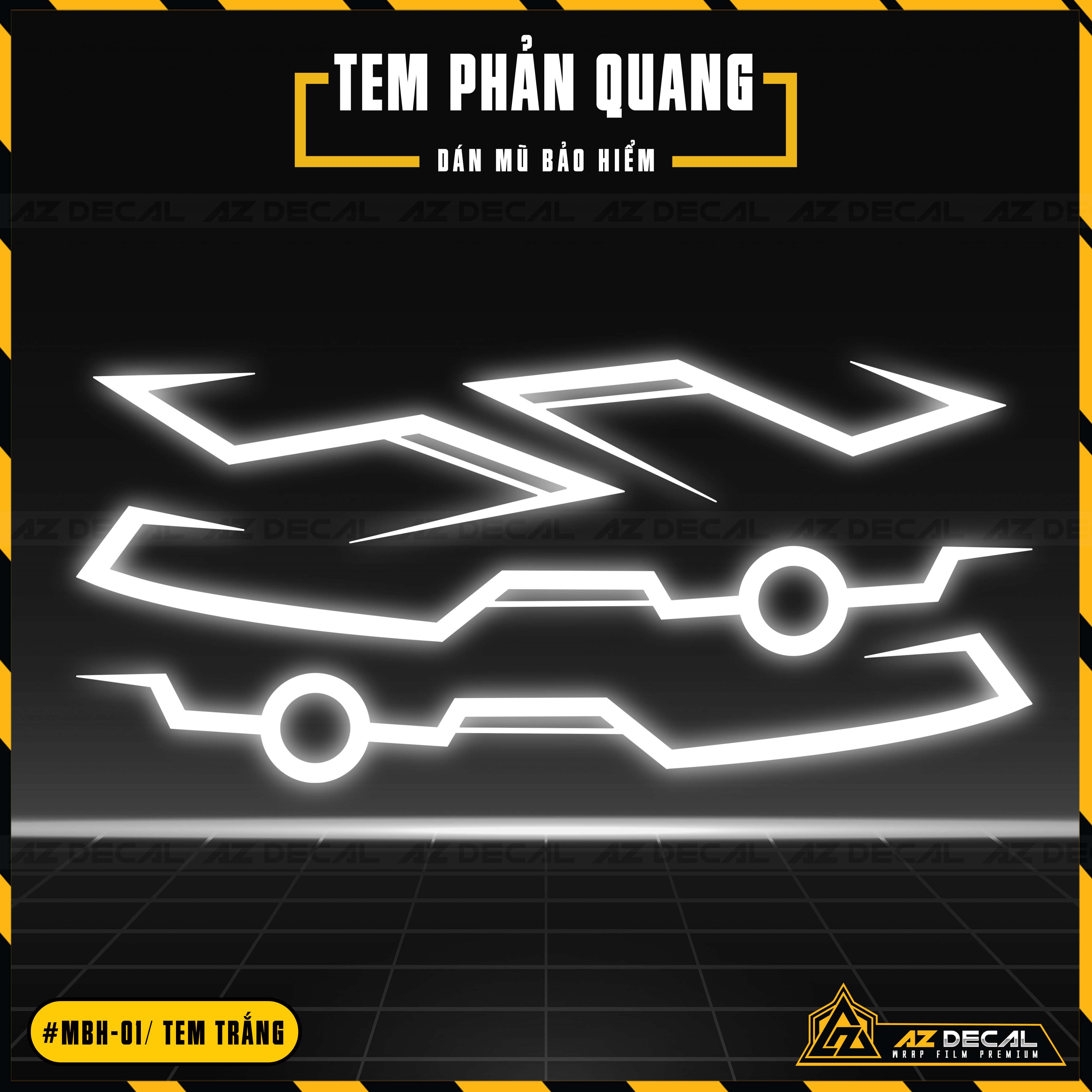 Tem phản quang dán mũ bảo hiểm fullface, 3/4 | mbh-01 | sticker dán nón bảo hiểm đẹp | azdecal