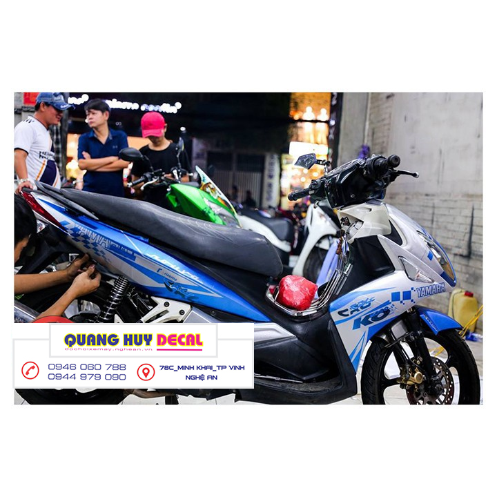 Tem trùm Nouvo LX xanh trắng - Độ dán team trùm decal xe máy Nouvo LX xanh trắng - Team trùm decal xe máy Nouvo rẻ đẹp và chất