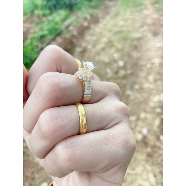 Nhẫn trơn 2 chỉ mạ vàng chuẩn 24k khắc mộc 9999 siêu bền màu Kami