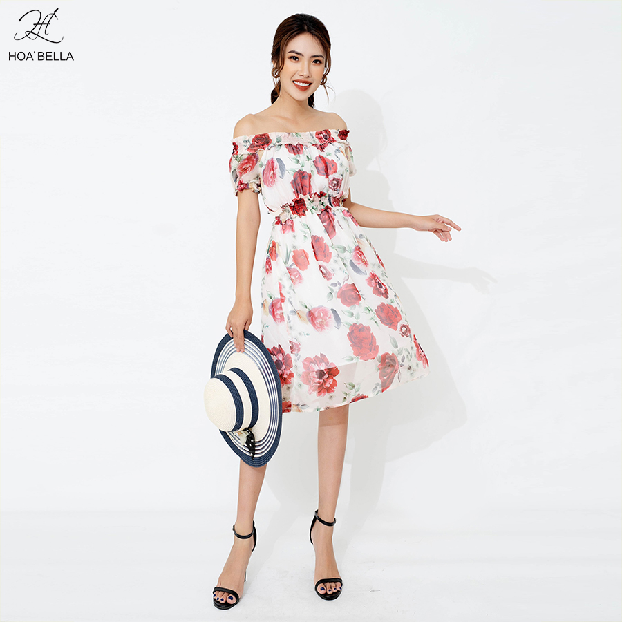 Đầm Liền HOABELLA Voan Hoa Cao Cấp DLE01