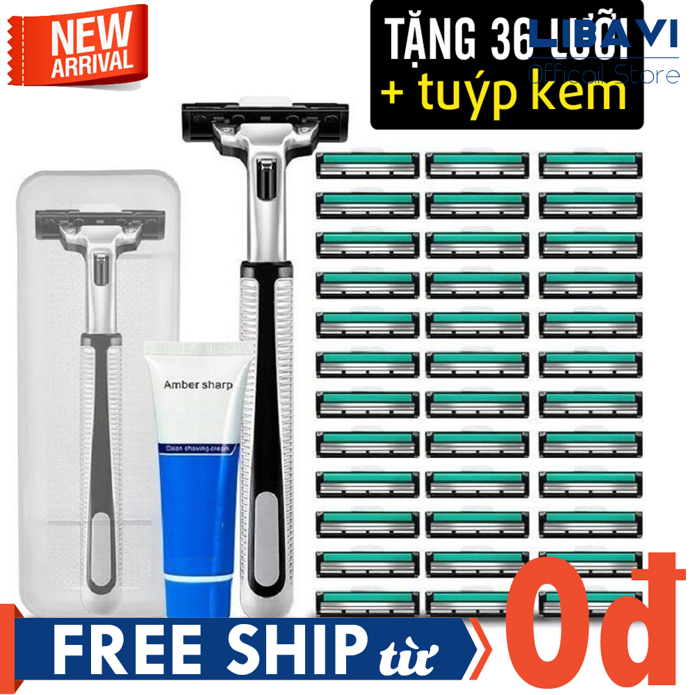 Dao cạo râu 3 lưỡi cổ điển nam thay được lưỡi lam DSDC19 - Dao cạo râu đa năng, dao cạo râu nam, máy cạo râu