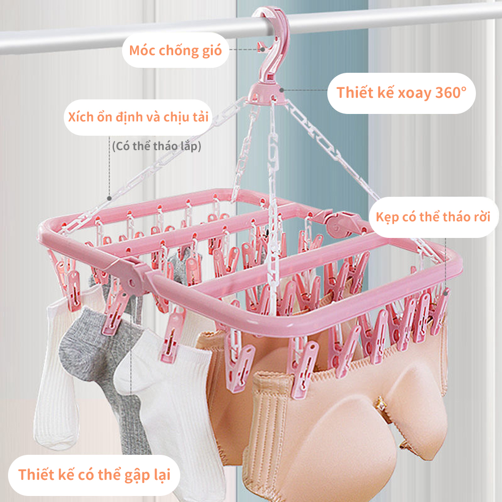 [MKB Gift] Móc 32 Kẹp Treo Phơi Quần