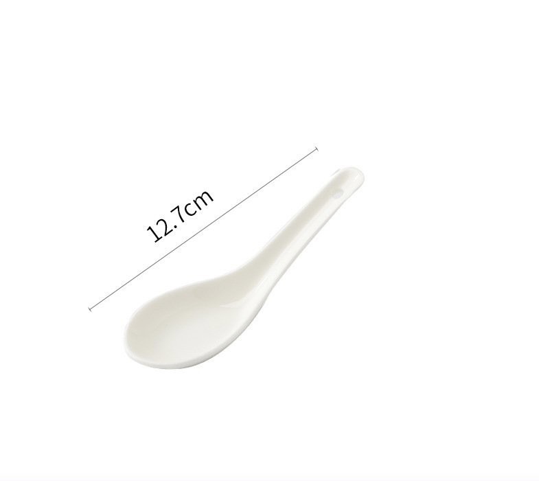 Muỗng ăn cơm màu trắng trơn dày dặn chất liệu gốm sứ