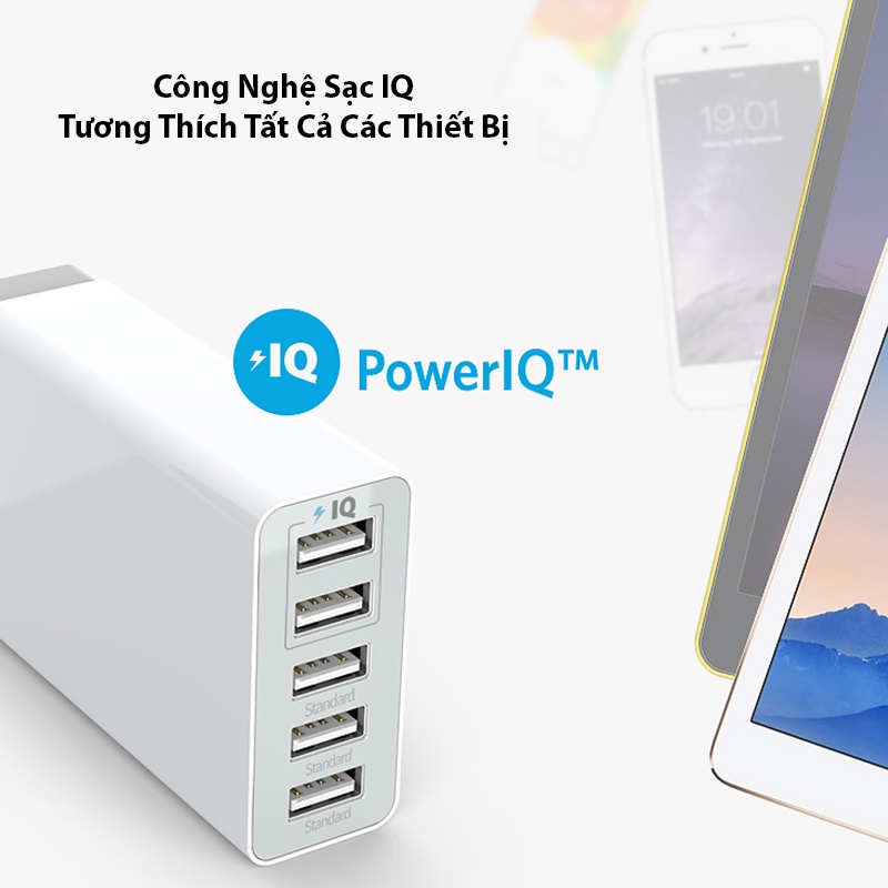 Củ Sạc Để Bàn Anker 5 Cổng USB 25w A2134