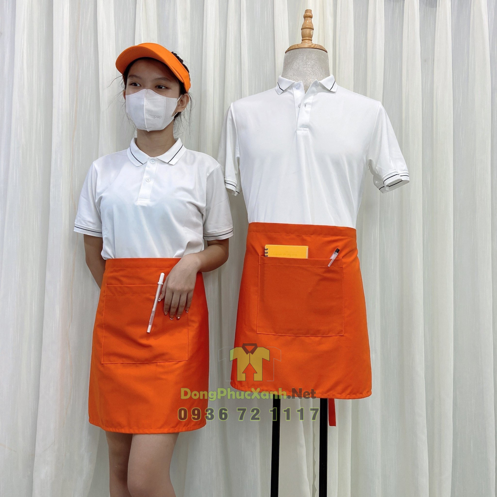 Tạp Dề Phục Vụ Màu Đỏ Chất ĐẸP - Làm đồng phục