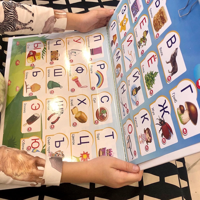 ◑◑ Russian Language Reading E-book Toys for Children Learning Interactive Reading Voice Book Kids Study Early Educational Gift