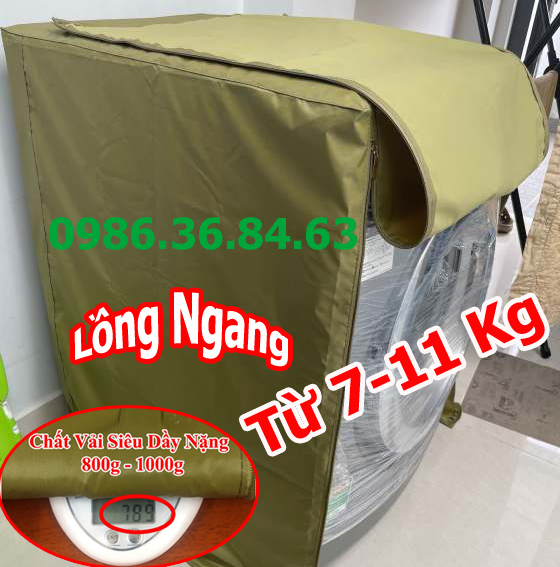 Vỏ bọc máy giặt lồng ngang 6kg đến 15kg vải dù 3 lớp siêu bền chống mưa nắng