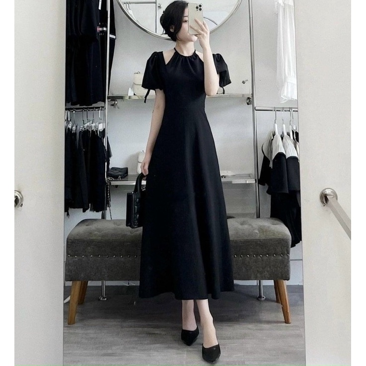 Đầm cổ yếm tay bo 3 màu