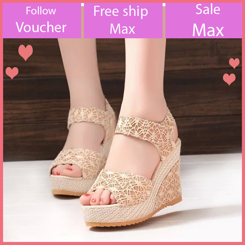 Giày đế xuồng phối ren nữ cao cấp Kem, Đen 9 phân full size full box có ảnh thật Size 35 đến 40 V68