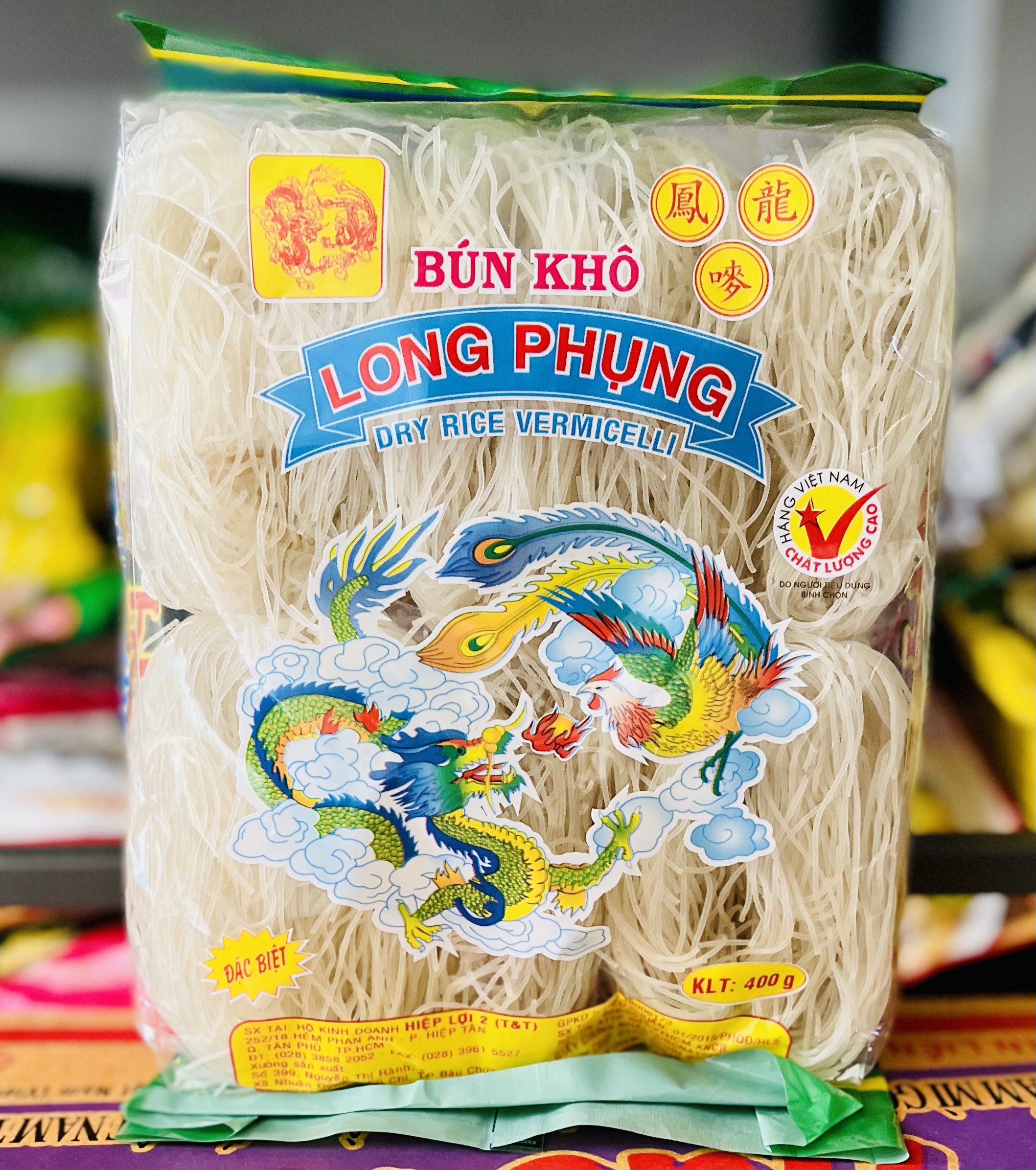 Bún gạo khô Long Phụng dạng gói (500g)/dạng 10 vắt (400g)