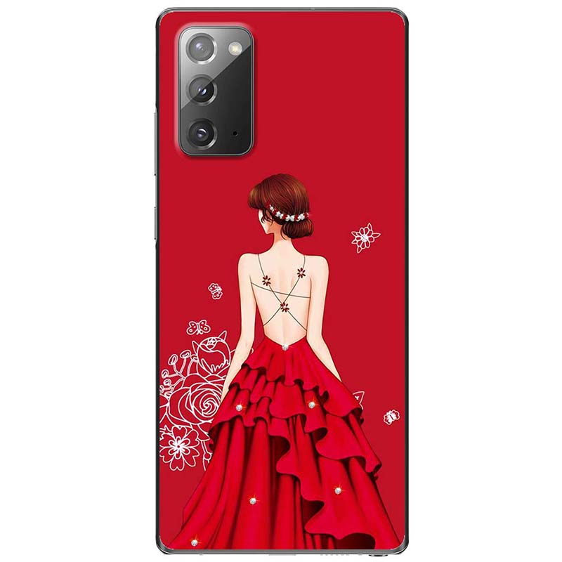 Ốp lưng dành cho Samsung Galaxy Note 10, Note 10 Plus, Note 10 Lite, Note 20, Note 20 Ultra mẫu Cô gái váy đỏ áo dây