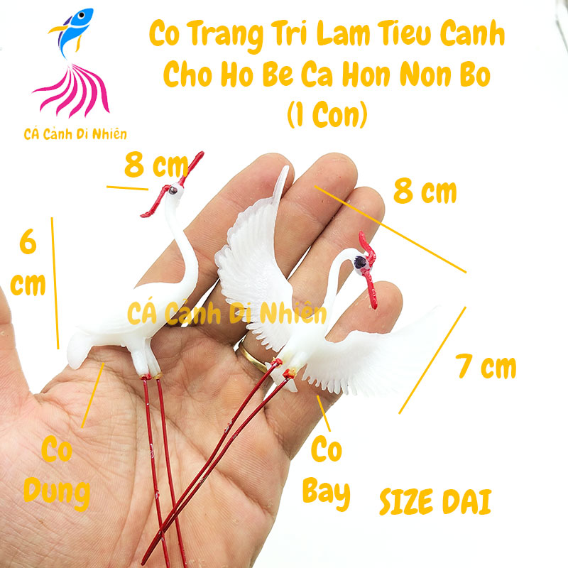 COMPO 4 Cò trang trí làm tiểu cảnh cho hồ bể cá size ĐẠI bằng nhựa(2 Cò đứng+2 cò bay)