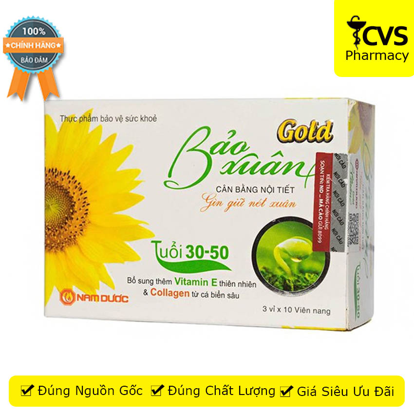[HCM]Bảo Xuân Gold (Hộp 30 VIên)  - Viên uống cân bằng nội tiết tố nữ dành cho Phụ Nữ 30 đến 50 tuổi - cvspharmacy