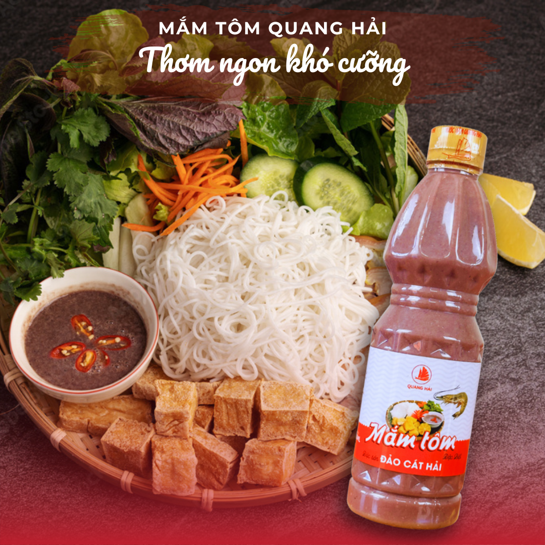 Mắm Tôm Cát Hải - Quang Hải, Chai 500ml, Gia Vị Truyền Thống Đậm Đà Hương Vị.