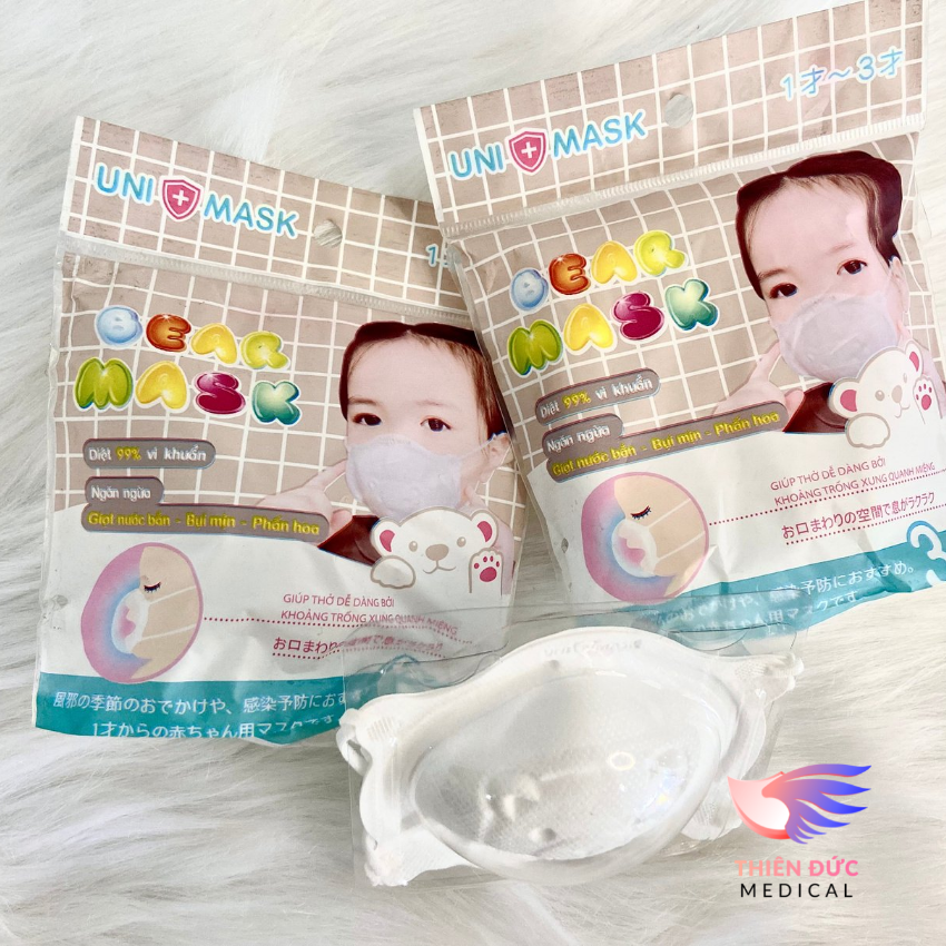 COMBO KHẨU TRANG EM BÉ GẤU 3D UNI MASK (Bịch 3 chiếc)