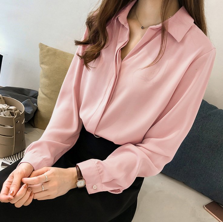 [HCM] shoppro-shirt ladies office blouses ladies office-shirt White ladies office style basic shirts Korea beautiful sleeveless long-shirt female silk high-grade 3084 3091 3099 3199 3119