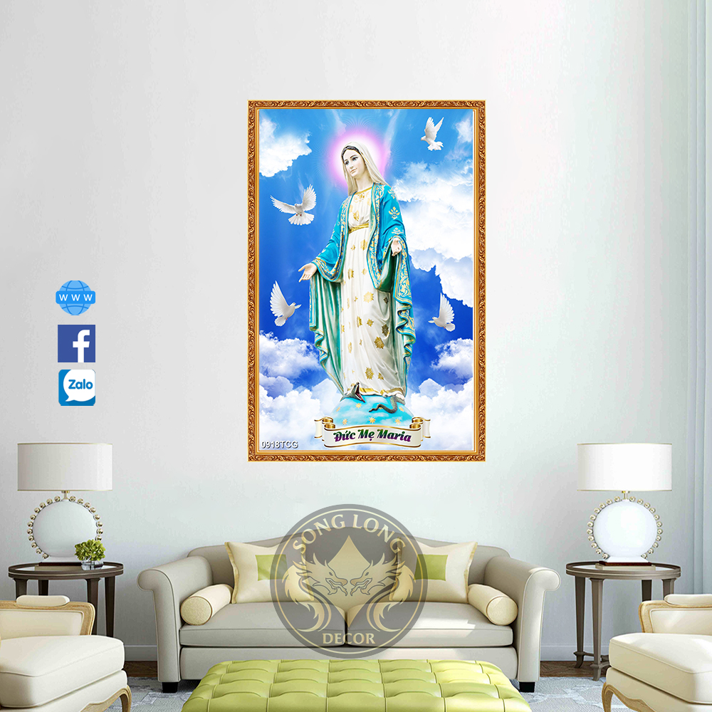 TRANH DÁN TƯỜNG 3D CHÚA GIÊ SU - TRANH ĐỨC MẸ MARIA VÀ CHÚA HÀI ĐỒNG, TRANH GIA ĐÌNH THÁNH GIA DÁ