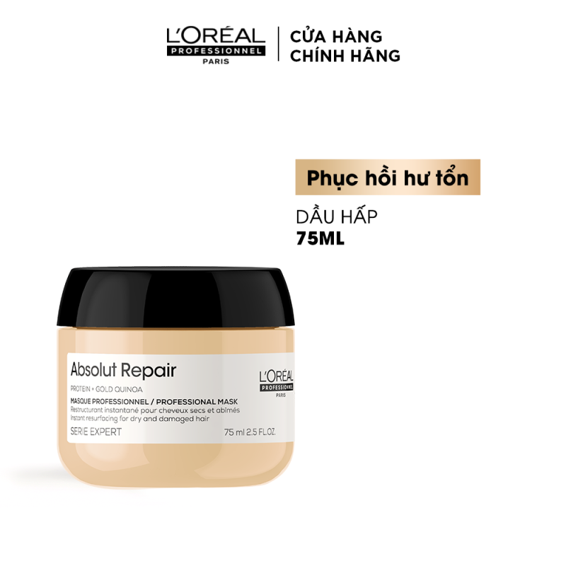 [HÀNG TẶNG KHÔNG BÁN] Mặt nạ nhũ vàng phục hồi hư tổn toàn diện LOréal Professionnel Absolut Repair Golden 75ml nhập khẩu