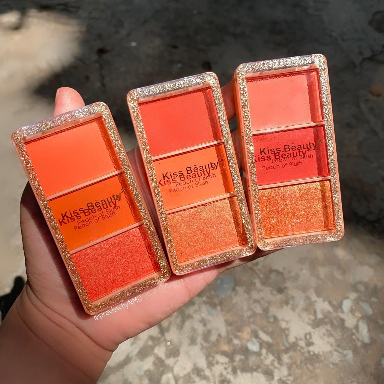 Má hồng 3 ô đào Kiss Beauty Peach Of Blush - Cavali - Tone cam đào hottrend chất phấn mịn lâu trôi