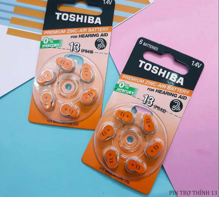 Pin trợ thính 13, 1.4V, không sạc - vành tai (PR48_NE_DP-6)