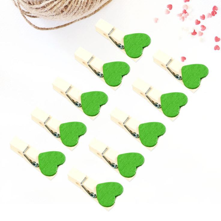 Bộ 10 Cây Kẹp Gỗ Trái Tim (Nhiều loại được chọn)