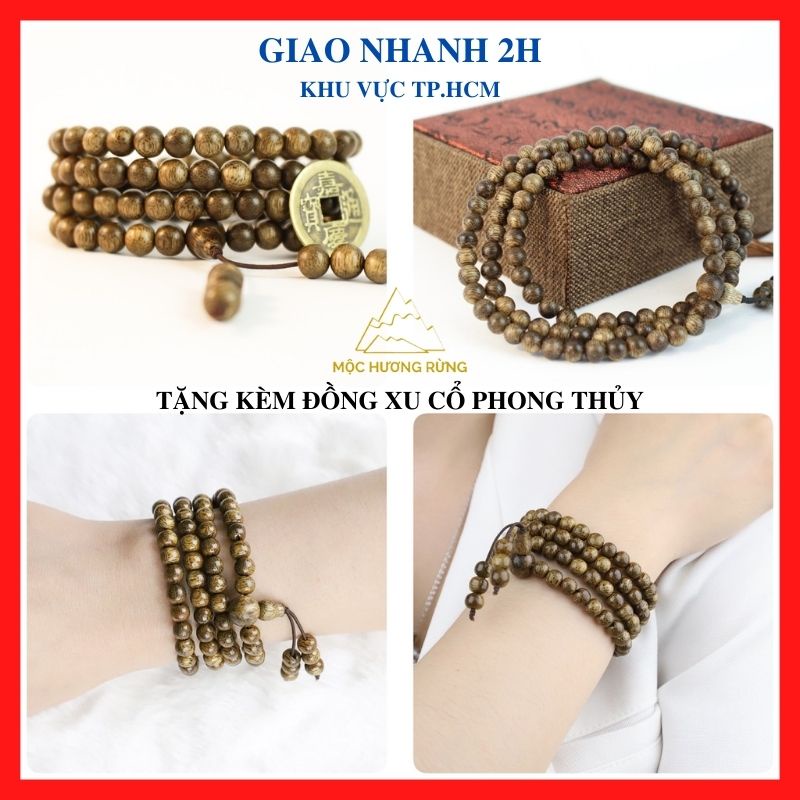 Vòng tay trầm hương chuỗi tràng hạt 108 hạt cho nam và nữ size 8mm_  - Yến Shop234