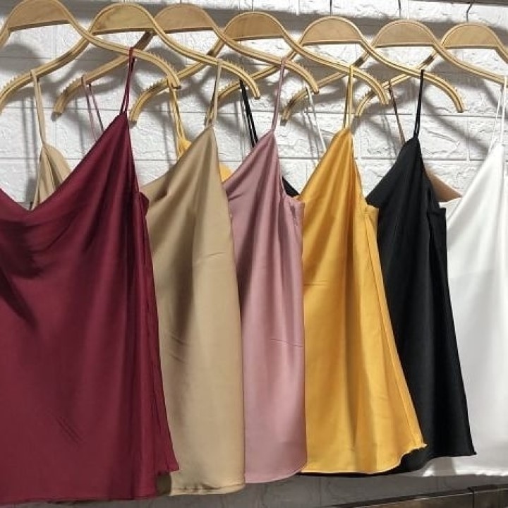 ÁO 2 DÂY CỔ ĐỔ LỤA SATIN ĐẸP