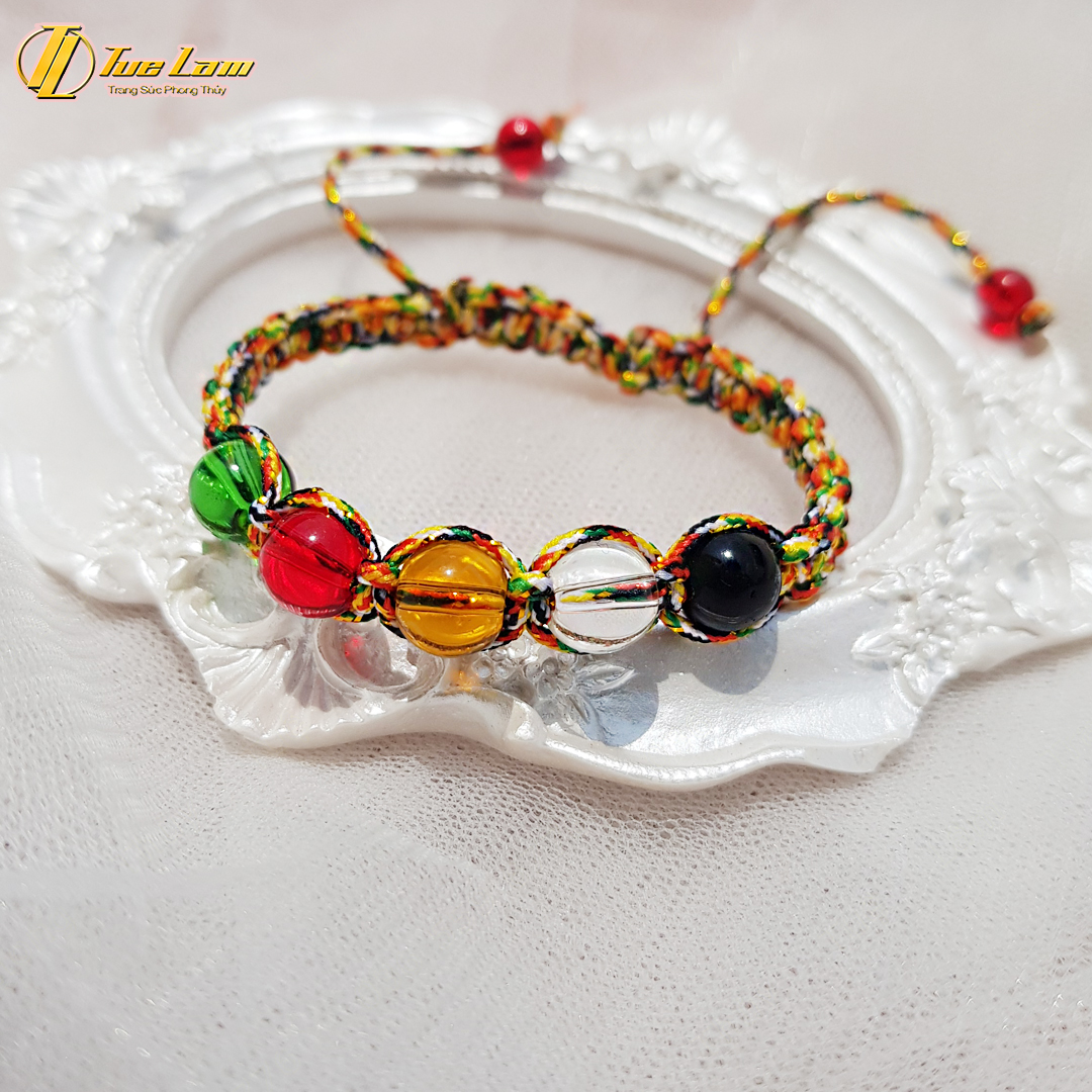 Vòng Tay Chỉ Ngũ Sắc Tây Tạng Hạt Nhiều Màu May Mắn Giá Rẻ Bền Đẹp - Tuệ Lâm