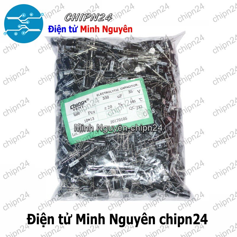 [4 con] (F255) Tụ hóa 330uF 35V Đen (10x13mm) - HH005305