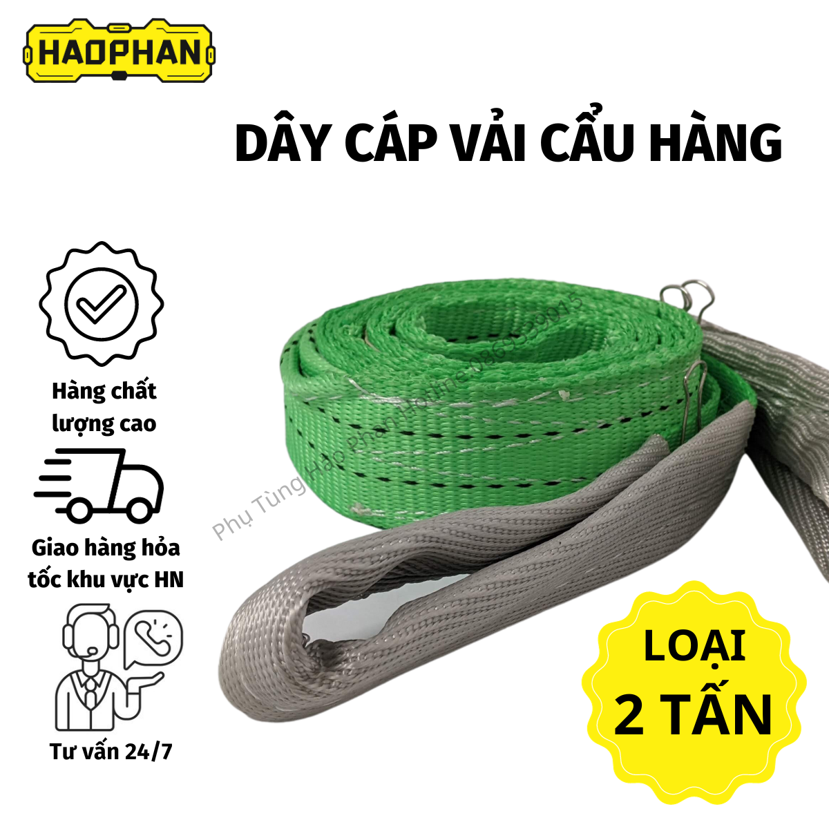 Dây cáp vải cẩu hàng, dây cẩu hàng, dây bẹ cẩu hàng BISON, dây đai cẩu hàng loại 2 tấn bản 50mm