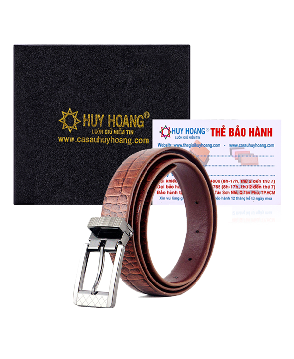 Thắt lưng nữ da bò vân cá sấu màu nâu TH5122