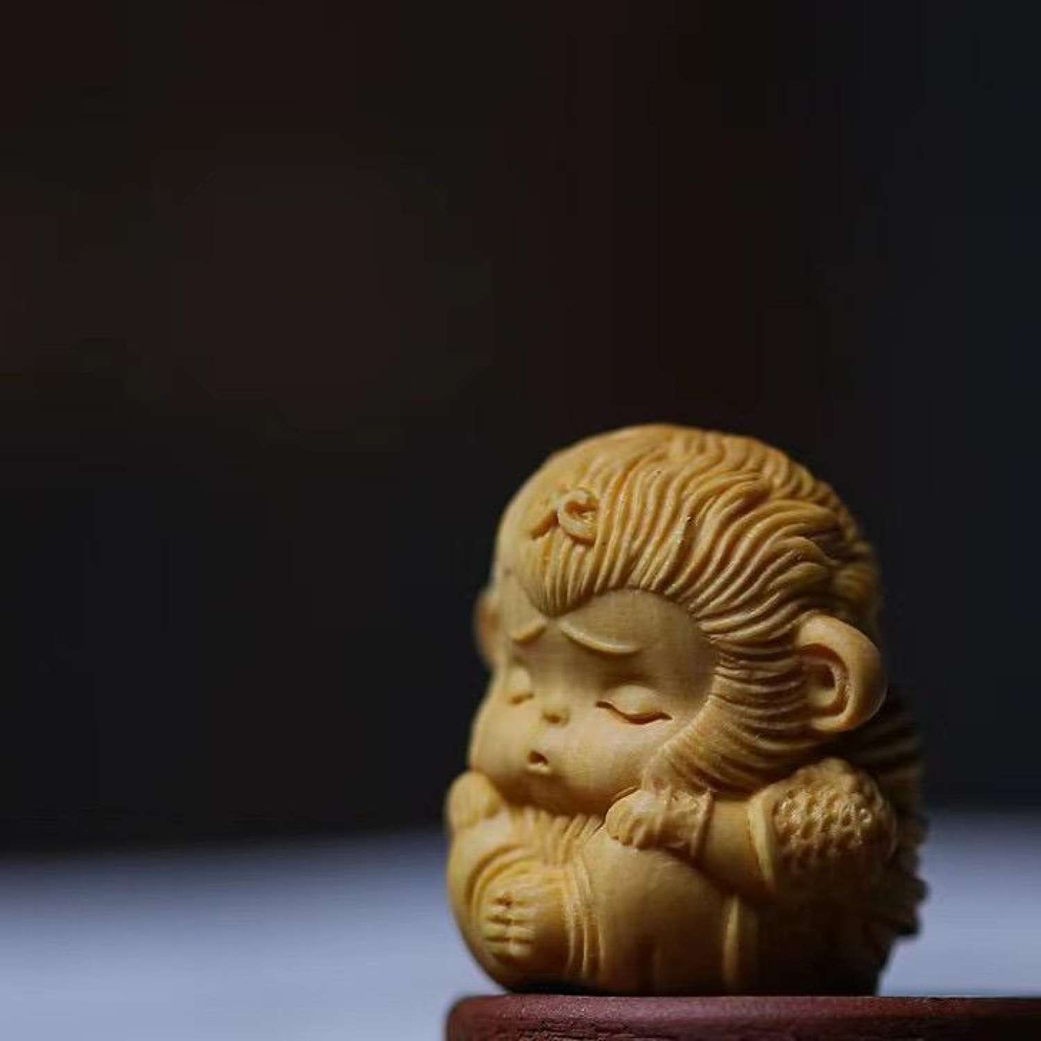 Móc khóa gỗ điêu khắc Ngộ Không dễ thương