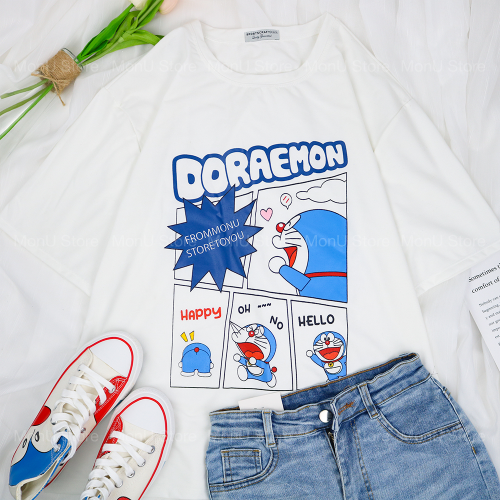 Áo thun doraemon doremon unisex tay lỡ freesize dễ thương cute mon0271
