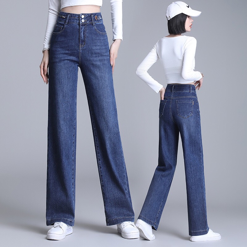 Quần Jeans Nữ Dáng Boy Lưng Thấp Vải Mềm Thoáng Khí