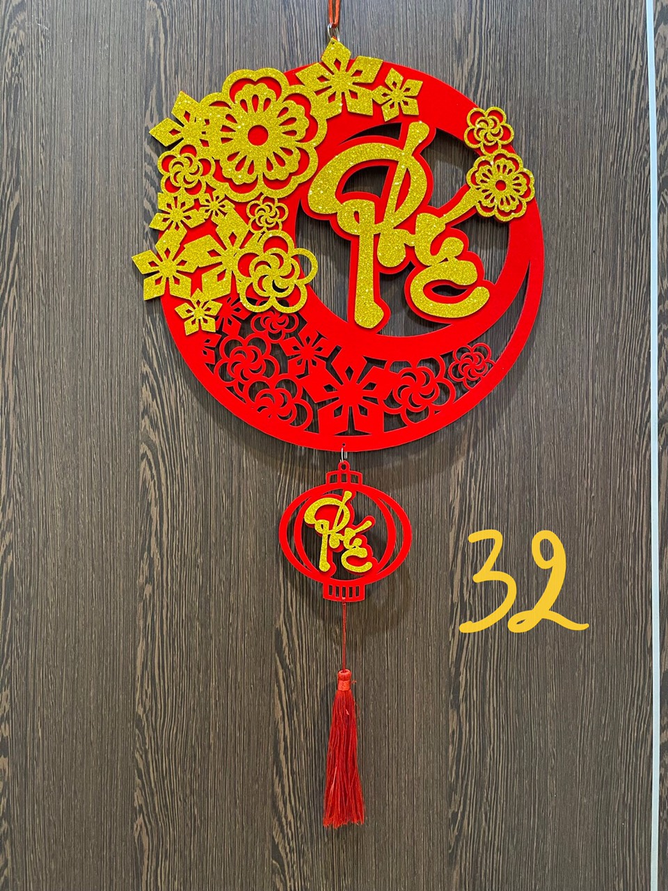 Dây treo nhung đỏ trang trí tết TL32 chữ phúc