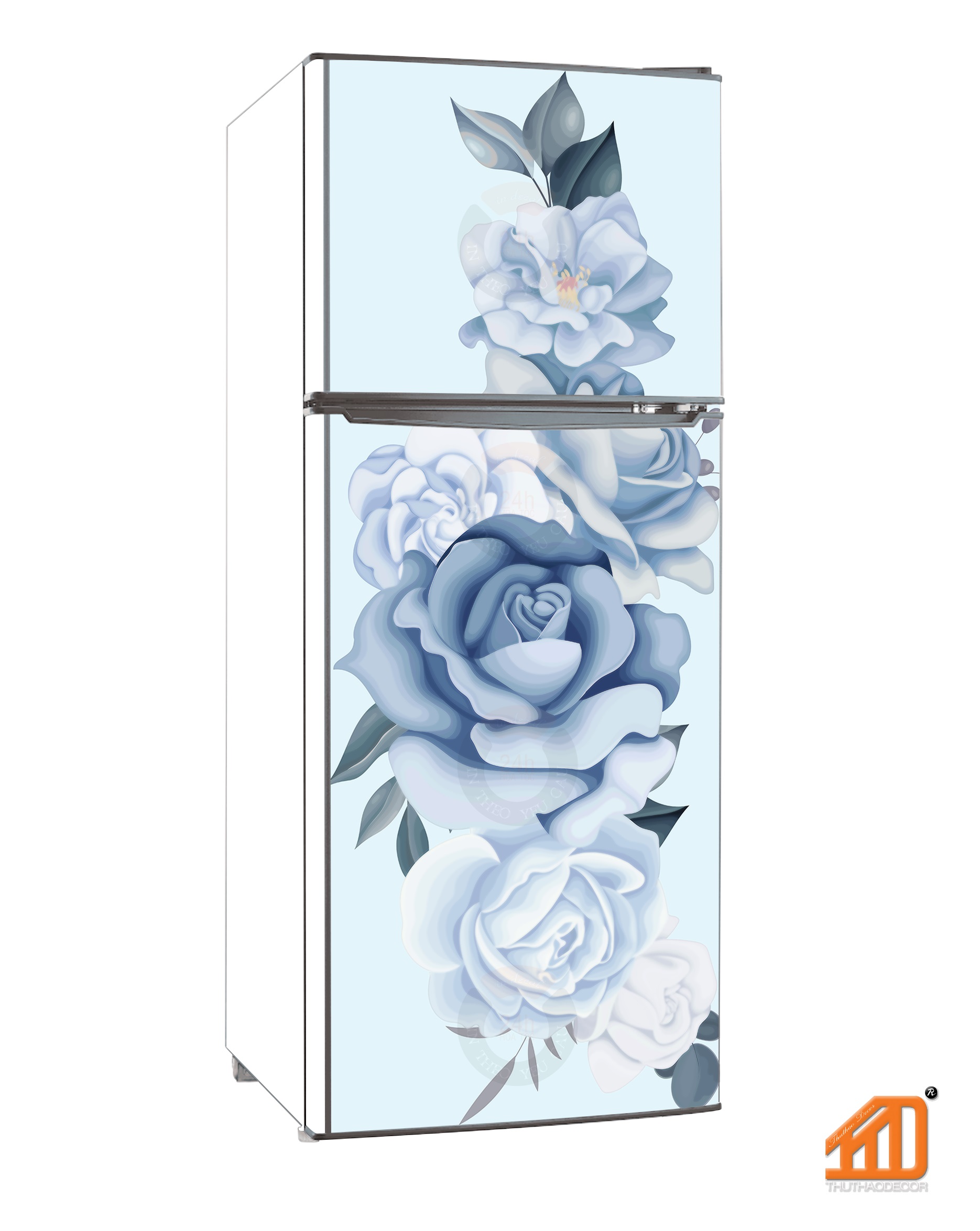 [HCM]Giấy Decal Dán Tủ Lạnh HOA HÔNG XANH - THUTHAODECOR
