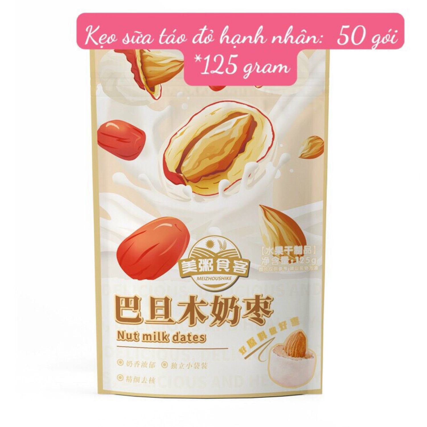 Kẹo sữa bọc táo đỏ hạnh nhân