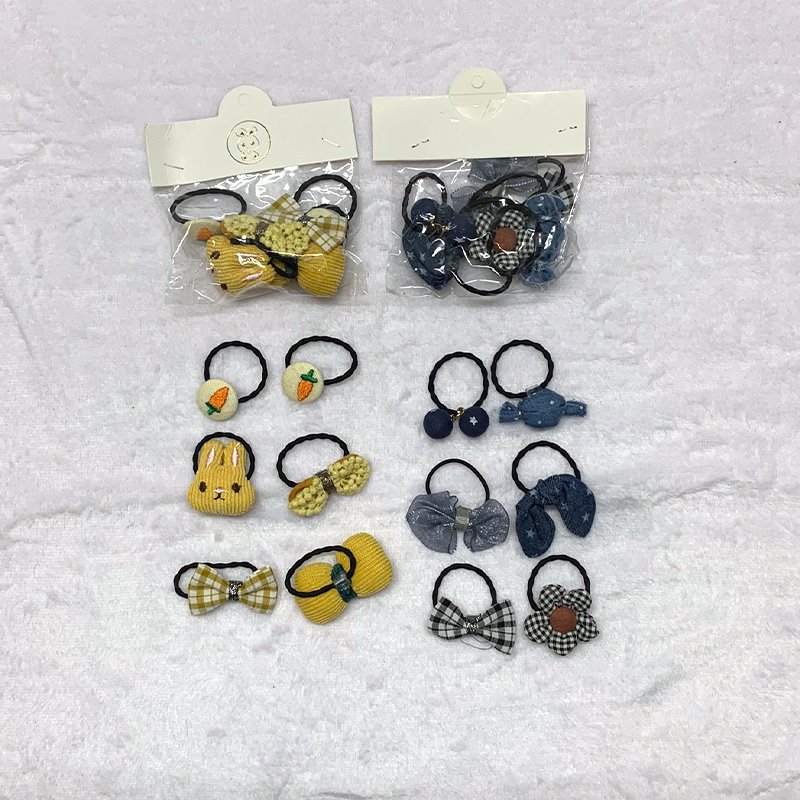 Set 6 chun cột tóc nhiều hình cho bé, dây cột tóc cho bé 3D