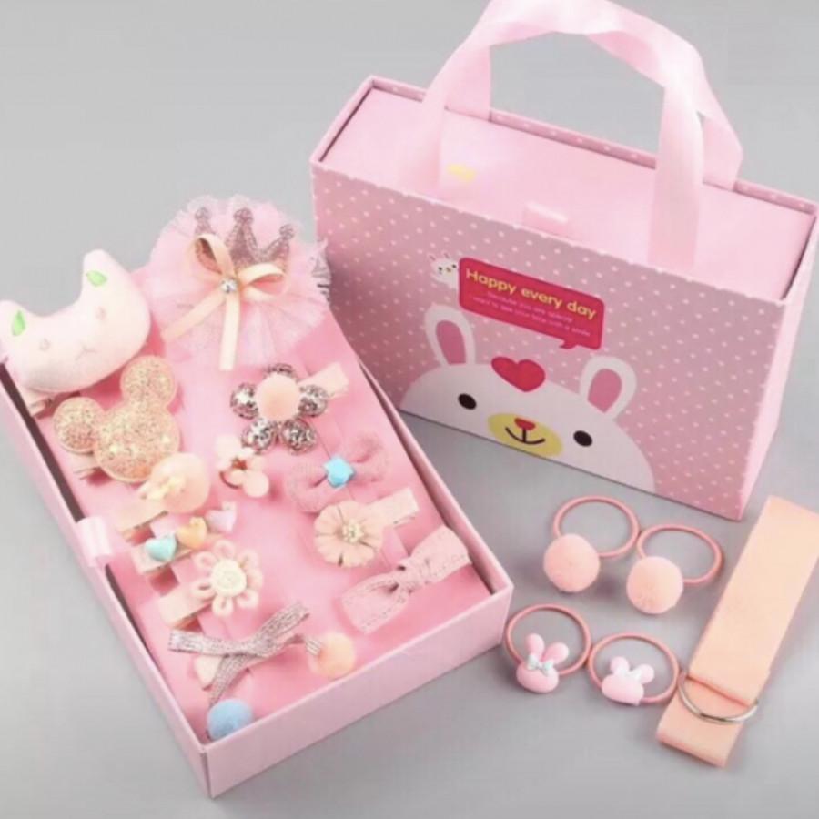 Set Kẹp Tóc Nơ Cho Bé 18 Chi Tiết  - Loại Tốt