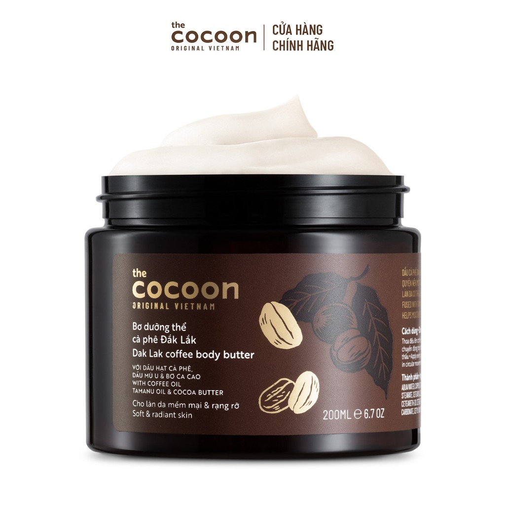 [HÀNG CHÍNH HÃNG] Bơ Dưỡng Thể Cà Phê Đắk Lắk Cocoon 200ml.